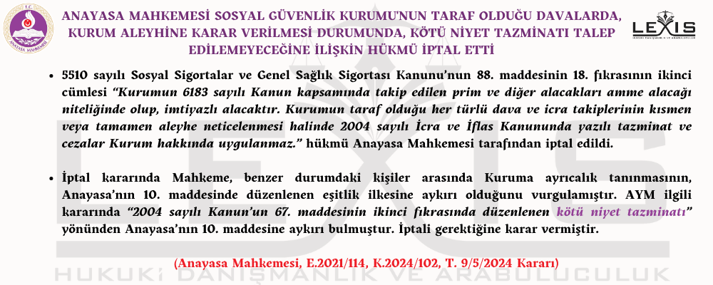 AYM Sosyal Sigortalar Kanunundaki Önemli Hükmü İptal Etti - 96