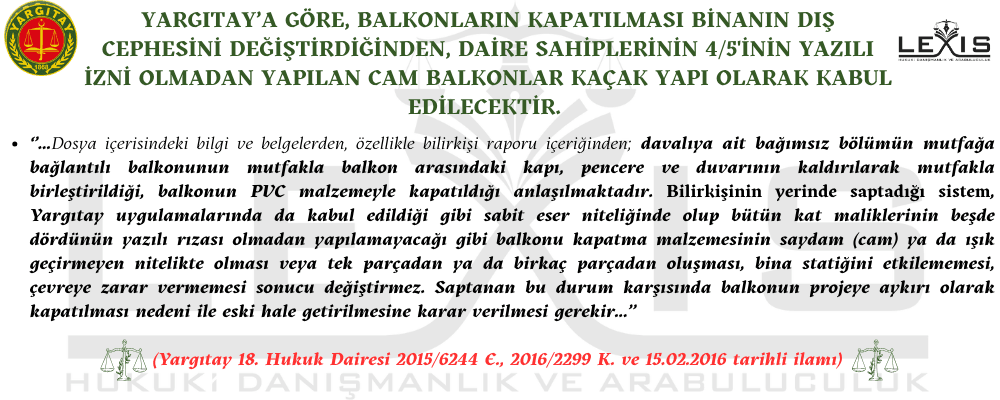 Yargıtay'a Göre Balkonların Kapatılması Kaçak Yapıdır - 58