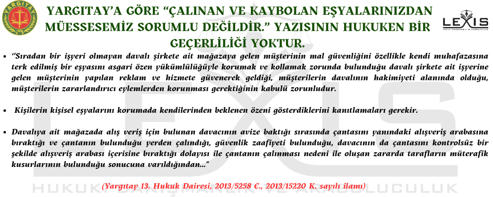 Yargıtay'a Göre Çalınan Eşyalardan Müessese De Sorumludur - yargitay-a-goere-calinan-esyalardan-mueessese-de-sorumludur